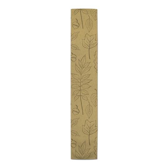 72'' Mustard Yellow Leaf Pattern Cotton Twill Runner